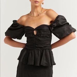 DISSH Roman Peplum Top NWT